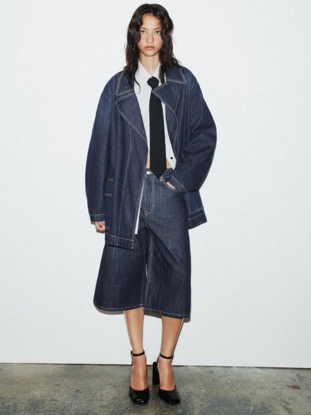 Zara Women Dark Indigo Short Denim Trench Coat Size XS-S NWT 119$